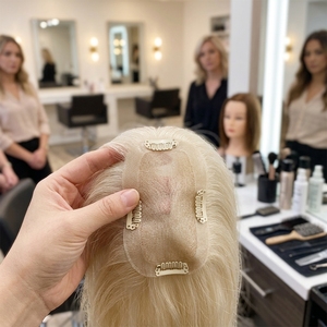 Fabriqué à partir de cheveux humains Remy 100% naturels avec cuticules intactes et alignées, les toupets se fondent parfaitement avec les cheveux naturels existants. - Product Image 1