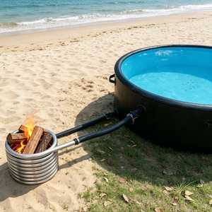 Portable Drop Stitch Inflatable Wood Fire Hot Tub with Stainless Steel Coil Heater Collapsible Spa Tub for Outdoor Camping - Product Image 4