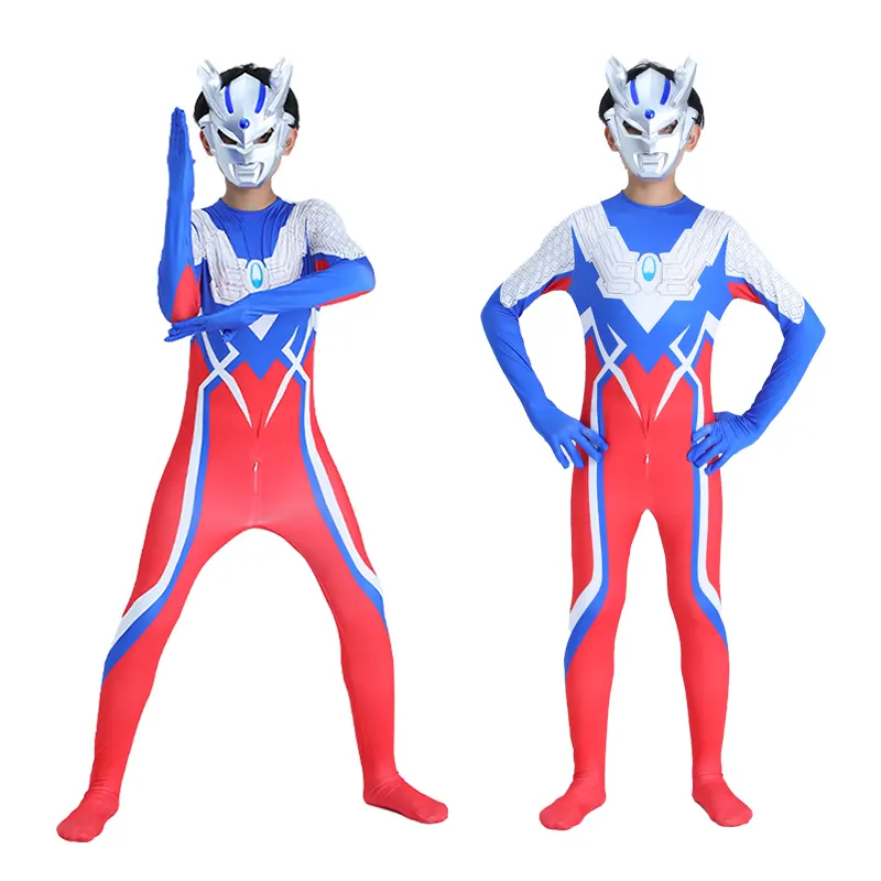 Sello kostum anak-anak, Ultraman pakaian anak laki-laki jatuh 2024 baru onesie set cahaya Halloween kostum anak-anak