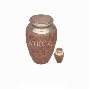 ATIQCO Latest Modern Design Solid Brass Metal Cremation Urn Stylish Iron Pink Metal <b>Jar</b> Cylindrical Handmade Hot Selling for - Product Image 1