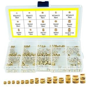Inserts filetés à sertir à chaud M3 M4 <span class=keywords><strong>M5</strong></span>, inserts moletés en laiton pour injection, 300 pièces emballées en boîte - Product Image 1