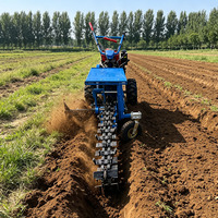 Trancheuse à chaîne diesel portative pour le déposement de canalisations, profondeur réglable pour la construction souterraine de câbles d'eau agricoles