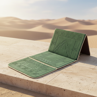 Verdickte Flanell-Gebetsmatte mit Kleiner Rückenlehne, Gepolstert, Faltbar, Rutschfest, Jacquard, Moderne Arabische Muslimische Islamische Gebetsmatte