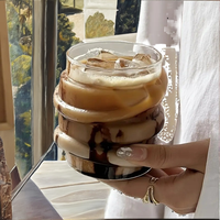 Offre Spéciale – Tasses à Thé en Verre Borosilicate Haute Qualité au Design Créatif en Vigne, Tasses à Café Latte Irrégulières Transparentes, Vaisselle en Gros pour Boissons