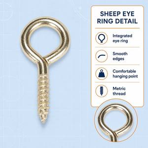 Vis à œil <span class=keywords><strong>de</strong></span> <span class=keywords><strong>mouton</strong></span> en nickel plaqué et zingué blanc, à serrage manuel, auto-taraudeuse, avec anneau à boucle fermée, accessoires, grade 4.8, acier au carbone - Product Image 4