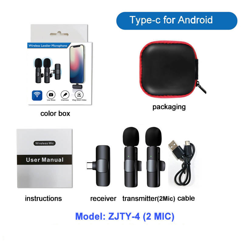 Noir, Type-C pour Android(2Mic)