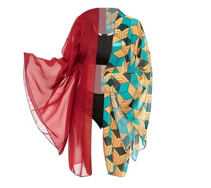 Costume <span class=keywords><strong>Cosplay</strong></span> Demon Slayer, Set 3 Pezzi Kimetsu No <span class=keywords><strong>Yaiba</strong></span>, Bikini da Spiaggia, Costume da Bagno con Copricostume in Chiffon Trasparente, Cardigan, Costumi Anime - Product Image 5