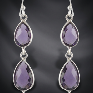 Handmade 925 Silver Drop <b>Earrings</b> Women Natural Pear Cut Bezel Set Purple Amethyst Gemstone Design <b>Fine</b> Jewelry Wedding Party - Product Image 3