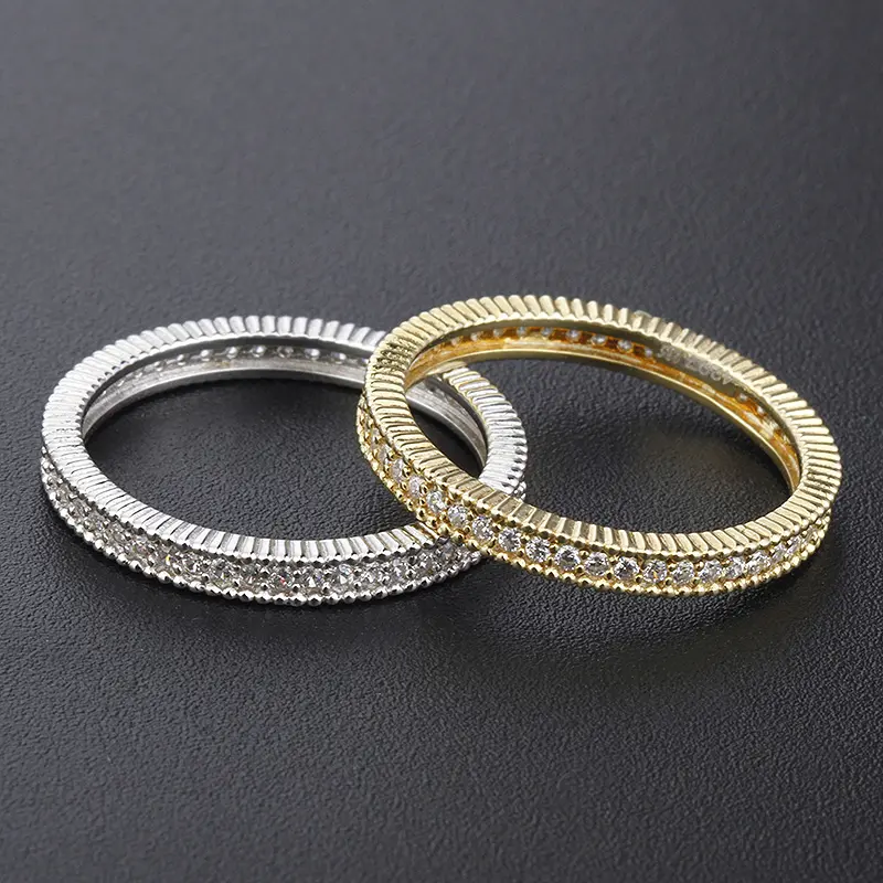 Simples jóias anéis de prata esterlina para meninas 925 zircão diamante pequeno fino eternidade 18k banhado a ouro bijoux en zircon et argent