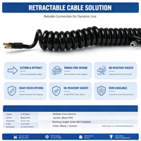 Cable de Alimentación en Espiral de Cobre de 10A Personalizable, IP65, Enchufe BS S1363 para Reino Unido, IEC C13, para Equipos Industriales y Electrodomésticos