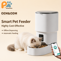 Distributeur automatique de nourriture pour animaux de compagnie, contrôlable via smartphone via WiFi et Bluetooth, alimentation programmée, portionnement, matériau PP pour chiens
