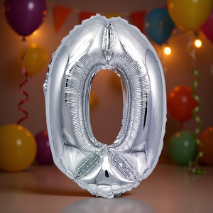 Globo de aluminio plateado con el número 0, 40 cm, decoraciones metálicas para fiestas de cumpleaños y eventos para adultos - Product Image 2