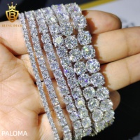 Bracelet Tennis Hip Hop Iced Out en Moissanite Créée en Laboratoire Couleur D VVS 2mm-6.5mm en Argent Sterling S925, Testeur de Diamant Inclus