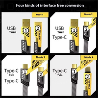 Kabel Data Pengisian Cepat 65W PD, USB-C ke USB 2.0, Lapisan TPE Tahan Lama, Dua-dalam-Satu, Sinkronisasi Kecepatan Tinggi untuk Ponsel