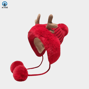 <span class=keywords><strong>Bonnet</strong></span> à oreillettes doublé polaire pour <span class=keywords><strong>femme</strong></span>-<span class=keywords><strong>Bonnet</strong></span> en tricot d'hiver chaud avec pompons, <span class=keywords><strong>bonnet</strong></span> de protection des oreilles doux pour les jours froids, mignon - Product Image 2