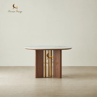 Table à manger ronde en marbre blanc de Carrare poli, élégante et naturelle, pour villa ou maison, avec plateau en bois