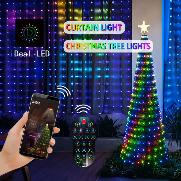 RGB Smart Christmas Tree Waterfall Fairy String Lights Remote