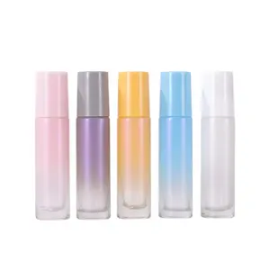 Roll On Bottle 10ml Pearly Color Gradient Empty Glass Perfume Essential Oil Bottle Stainless Steel Roller Ball Bottle