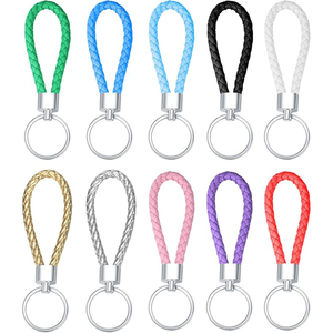 Porte-clés en cuir tressé, lot <span class=keywords><strong>de</strong></span> porte-clés tressés faits à la main pour clés <span class=keywords><strong>de</strong></span> voiture, <span class=keywords><strong>de</strong></span> maison, <span class=keywords><strong>de</strong></span> vélo, cadeau unisexe pour hommes et femmes - Product Image 1
