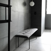 Tabouret à langer en tissu Simple de luxe nordique en cuir véritable longue bande fin lit maison porte chaise d'attente