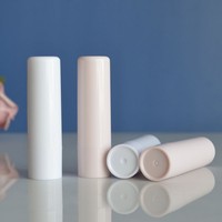 Tube de rouge à lèvres vide rond en plastique blanc rose mignon pour le maquillage DIY 4g 5g, tube de baume à lèvres personnalisé