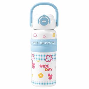 Copo Térmico Infantil de Aço Inoxidável 316 com Isolamento a Vácuo, Tampa Flip, Desenho Animado, Livre de BPA, À Prova de Vazamentos, Quente e Frio, Faixa de Silicone, Para Uso Externo - Product Image 2