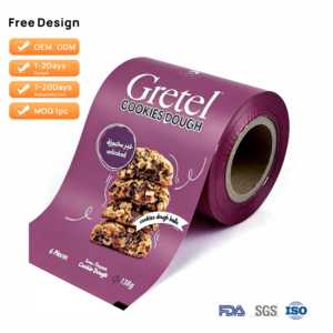 Film en rouleau laminé personnalisé pour l'emballage de pâte à biscuits surgelée, machine d'emballage automatique, rouleau de film plastique de qualité alimentaire - Product Image 1