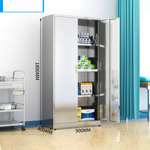 Armoires de rangement modernes en acier inoxydable pour hôpitaux, ateliers et extérieurs, à faible profondeur, avec serrures, pour médicaments, personnel, chaussures et outils, réglables - Product Image 3