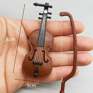 Simulação mini plástico instrumento produto tiro adereços miniatura móveis casa de bonecas acessórios violino brinquedos