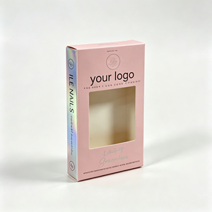 Boîte en carton personnalisée pour <span class=keywords><strong>faux</strong></span> <span class=keywords><strong>ongles</strong></span> avec fenêtre découpée, emballage cosmétique pour nail art, vente en gros - Product Image 1