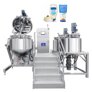 300L 500L Cosmetic Cream Vacuum Emulsifying Mixing Machine Hydraulic Lifting Type Mayonnaise Ointment Vacuum Homogenizing