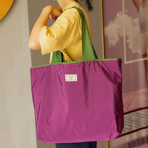 Eco-friendly Recycled <b>Large</b> Polyester Tote Bag Zipper Closure Screen Printed Modern Fashionable Foldable - Product Image 5