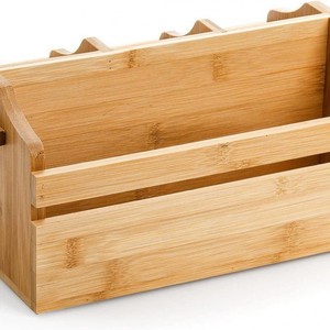 Caja de almacenamiento de cubiertos de bambú, organizador de cubiertos multifuncional para el hogar, organizador de cuchillos, tenedores y cucharas de cocina, para el hogar - Product Image 5