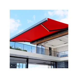 Groothandel luifel venster frame-4M X 2.5M Outdoor Luifel Slimme Verstelbare Hight Automatische Intrekbare Patio Balkon Luifel Met Led Licht
