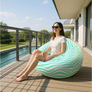 Cqsfy Fauteuil gonflable d'extérieur et d'intérieur, à rayures vertes, épaissi, avec accoudoirs et dossier - Product Image 1