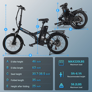 จักรยานไฟฟ้าพับได้ VARUN 20 นิ้ว 500W ระยะทาง 60 กม. ความเร็ว 32 กม./ชม. โครงเหล็ก สำหรับการเดินทางช่วงสุดสัปดาห์ คู่รัก จัดส่งเร็วจากคลังสินค้าในสหรัฐอเมริกา ขายส่ง - Product Image 3