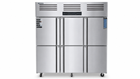 Réfrigérateur et congélateur commercial à double température 630+670L à 6 portes pour le stockage de viande et de fruits de mer
