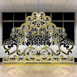 Luckygoods BJ210511-23 Meubles de banquet en promotion, panneau mural et toile de fond blancs sculptés dorés pour scène de <span class=keywords><strong>mariage</strong></span> et d'événements - Product Image 3