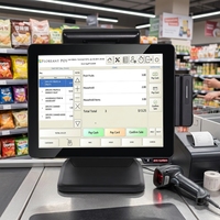 Terminal POS Layar Sentuh Taixun 15 inci untuk Restoran - All-in-One dengan CPU Quad Core, RAM 4GB/8GB, SSD 128/256GB, HDD 500GB, Windows 10/11
