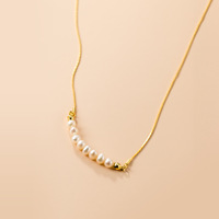 Collares de joyería de moda 925 collar de perlas reales de plata esterlina perlas naturales de agua dulce collares chapados en oro para mujeres
