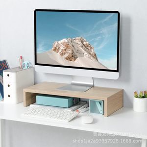 Wood Monitor Stand Desktop Computer Riser <b>Shelf</b> For Office Laptop <b>Desk</b> Organizer With Storage Space - Product Image 4