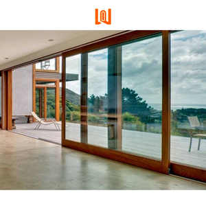 Porte d'entrée moderne à double vitrage, insonorisée, aluminium, bois, verre, multi-glissière, patio, porte d'entrée extérieure en bois, portes coulissantes - Product Image 2