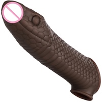 Manchon pénien réaliste en silicone, extenseur de pénis, jouet sexuel, avec texture veineuse réaliste et détails anatomiques. LM-D815