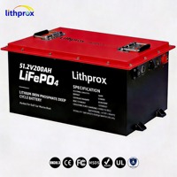 Batterie LiFePO4 haute capacité 51.2V 200AH 10KW Grade A 6K Cycles Marine RS485 Smart BMS Prise Anderson CE RoHS IP67 OEM ODM
