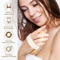 Brosse de massage exfoliante pour le corps en poils de sanglier naturels CF, lot de 2, avec manche ovale en bois, pour la douche et la baignoire