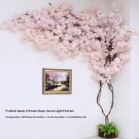 Arbre de cerisier en fleurs artificielles en soie, fleurs artificielles, décoration murale intérieure, plante grimpante pour fond de mur