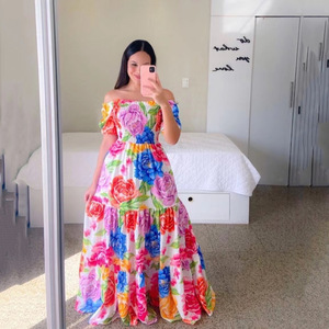 Abiti donna lunga estate uno S Ulder a fiori senza maniche abiti Casual donna abiti Maxi da donna - Product Image 6