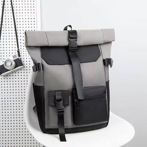 <span class=keywords><strong>Mochilas</strong></span> para ordenador portátil enrollables de negocios impermeables para hombre de cuero con compartimentos - Product Image 5