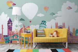 Papel Tapiz Infantil Personalizado de Alta Calidad con Diseño de Elefante, Ballena, Globo Aerostático y Noria para Decoración de Habitaciones Infantiles - Product Image 4