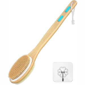 Cepillo de Baño Exfoliante de Doble Cara con Mango Largo de Madera, Cerdas Suaves y Rígidas para Limpieza Corporal, Venta al Por Mayor de Fábrica - Product Image 1